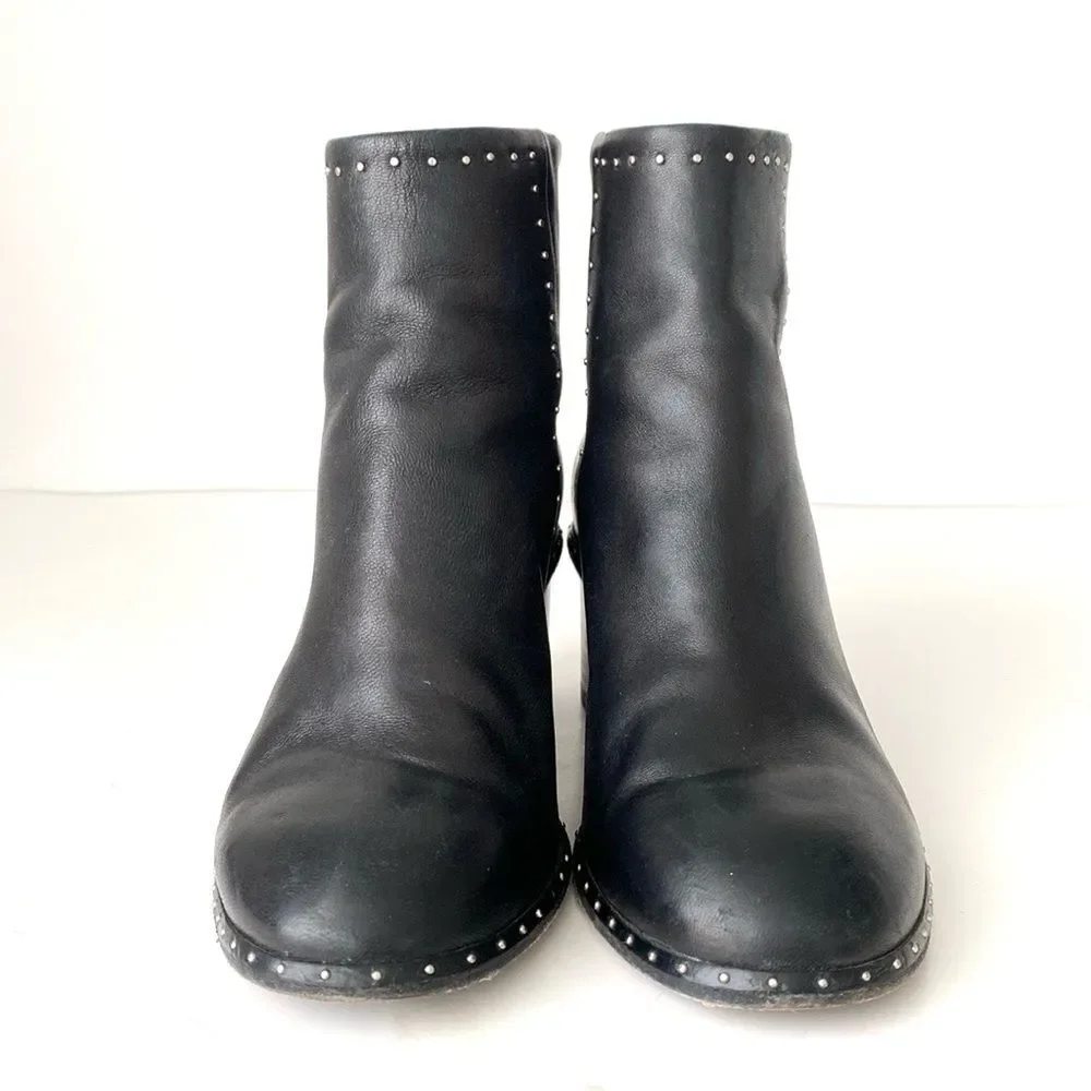 Rag & Bone Black Leather Booties Studded Detail US sz 6.5 Model Chic Edge Cool